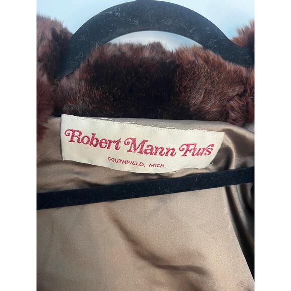 Robert Mann Furs Coat Women Large‎ Brown Mink Full Length Real Fur Vintage - Picture 3 of 12